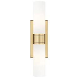 Ballston Urban 18"W 2 Light Brushed Brass Bath Light With Matte White