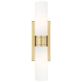 Ballston Urban 18"W 2 Light Brushed Brass Bath Light With Matte White Ballston Urban 18"W 2 Light Brushed Brass Bath Light With Matte White