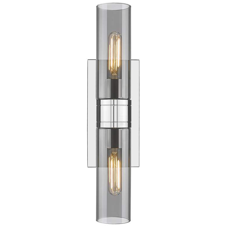 Image 1 Ballston Urban 18"W 2 Light Chrome Bath Light w/ Plated Smoke Shade