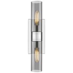 Ballston Urban 18"W 2 Light Chrome Bath Light w/ Plated Smoke Shade