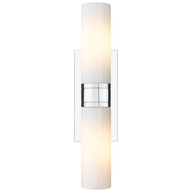 Image 1 Ballston Urban 18"W 2 Light Chrome Bath Light w/ Striped White Shade