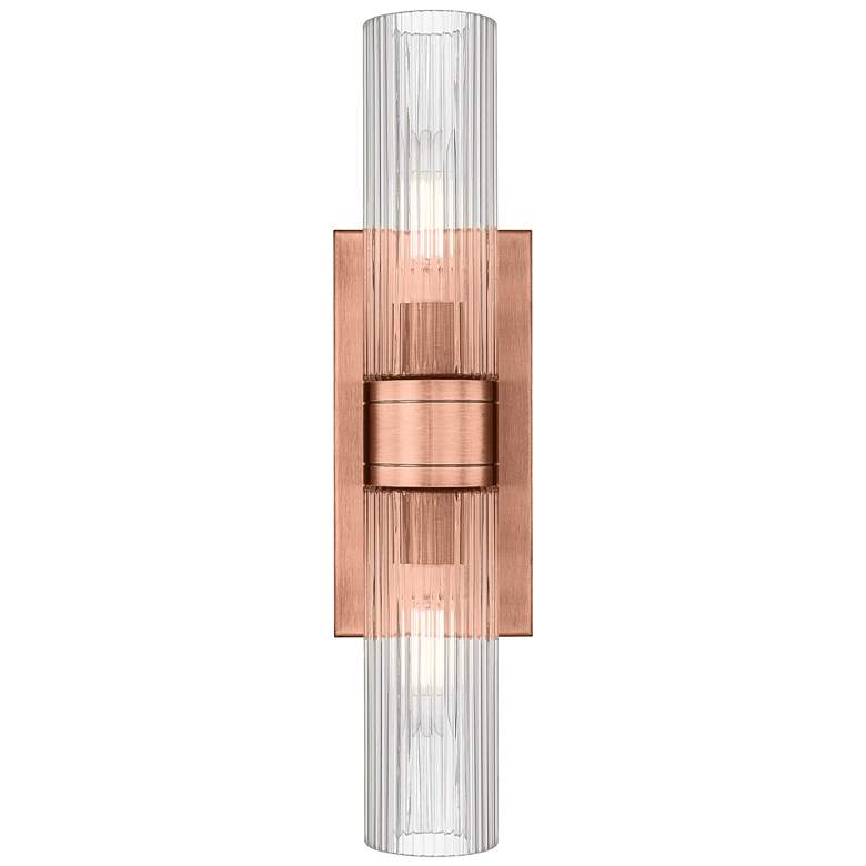 Image 1 Ballston Urban 18"W 2 Light Copper Bath Light w/ Striped Clear Shade