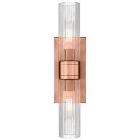 Ballston Urban 18"W 2 Light Copper Bath Light w/ Striped Clear Shade Ballston Urban 18"W 2 Light Copper Bath Light w/ Striped Clear Shade