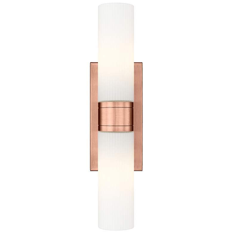 Image 1 Ballston Urban 18"W 2 Light Copper Bath Light w/ Striped White Shade