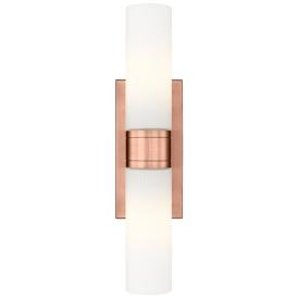 Ballston Urban 18"W 2 Light Copper Bath Light w/ Striped White Shade Ballston Urban 18"W 2 Light Copper Bath Light w/ Striped White Shade