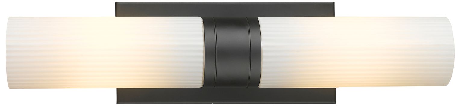 Image 2 Ballston Urban 18"W 2 Light Matte Black Bath Light With Striped White  more views