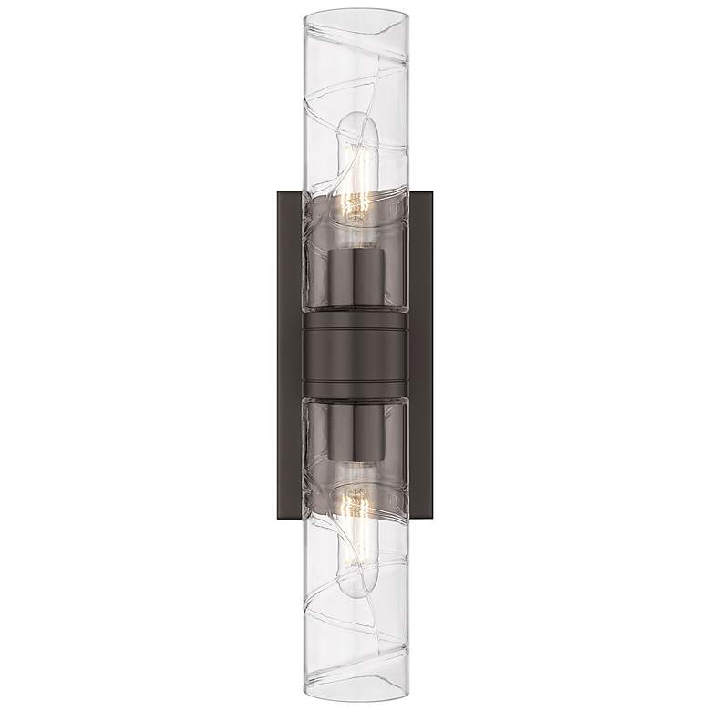 Image 1 Ballston Urban 18"W 2 Light Oiled Brass Bath Light With Deco Swirl Sha