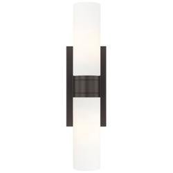 Ballston Urban 18"W 2 Light Oiled Brass Bath Light With Matte White Sh