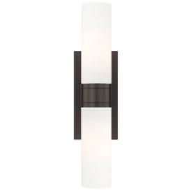 Ballston Urban 18"W 2 Light Oiled Brass Bath Light With Matte White Sh Ballston Urban 18"W 2 Light Oiled Brass Bath Light With Matte White Sh