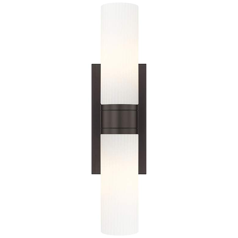 Image 1 Ballston Urban 18"W 2 Light Oiled Brass Bath Light With Striped White