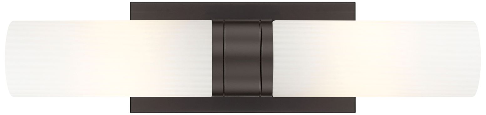 Image 2 Ballston Urban 18"W 2 Light Oiled Brass Bath Light With Striped White  more views