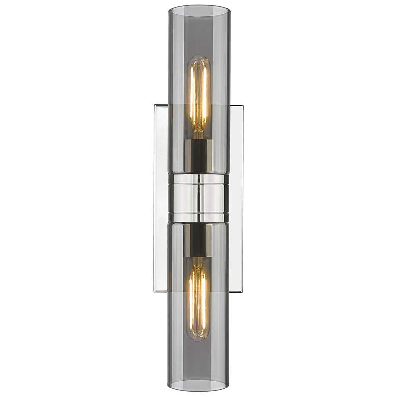 Image 1 Ballston Urban 18"W 2 Light Polished Nickel Sconce w/ Plated Smoke Sha