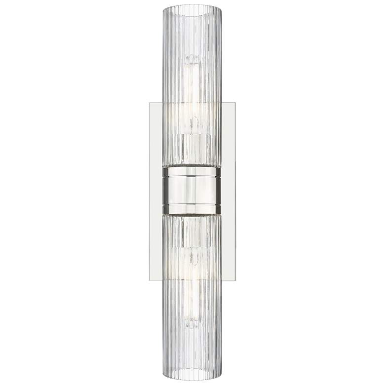Image 1 Ballston Urban 18"W 2 Light Polished Nickel Sconce w/ Striped Clear Sh