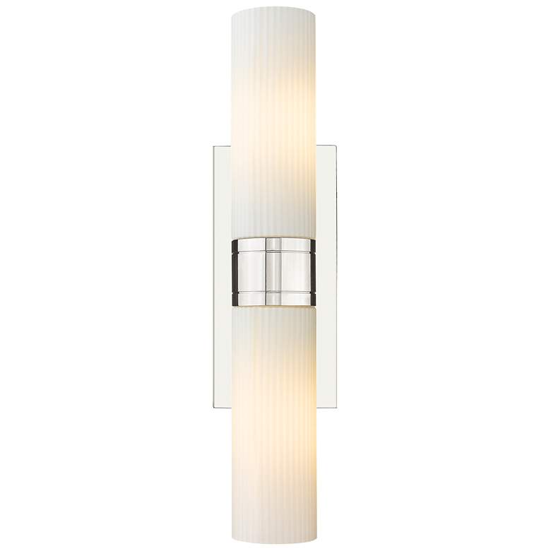 Image 1 Ballston Urban 18"W 2 Light Polished Nickel Sconce w/ Striped White Sh