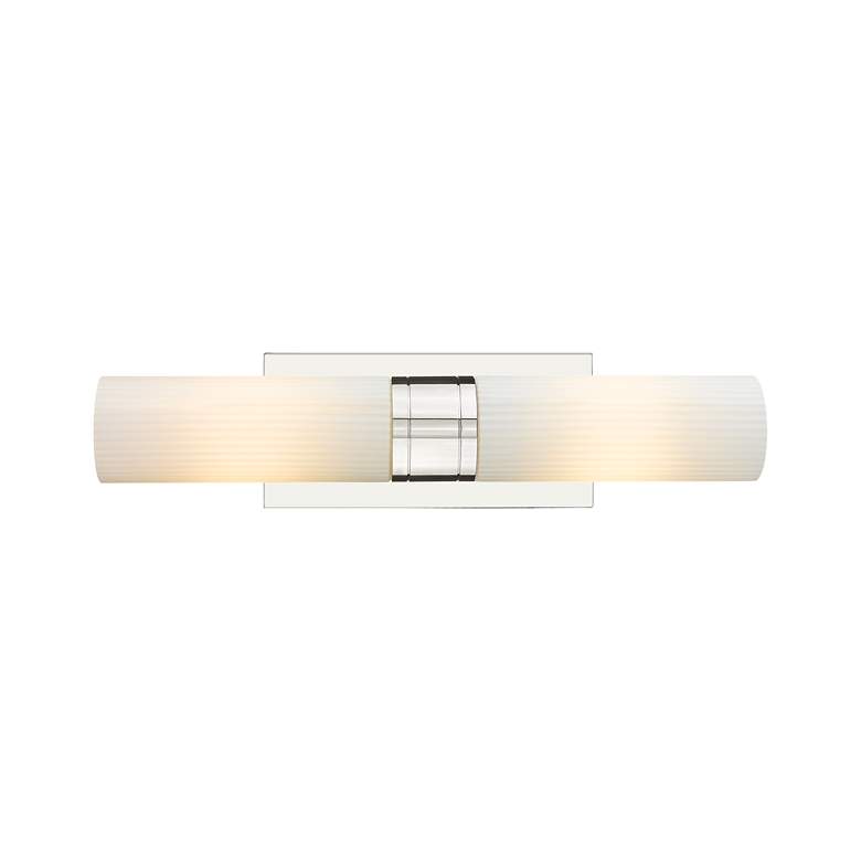 Image 2 Ballston Urban 18"W 2 Light Polished Nickel Sconce w/ Striped White Sh more views