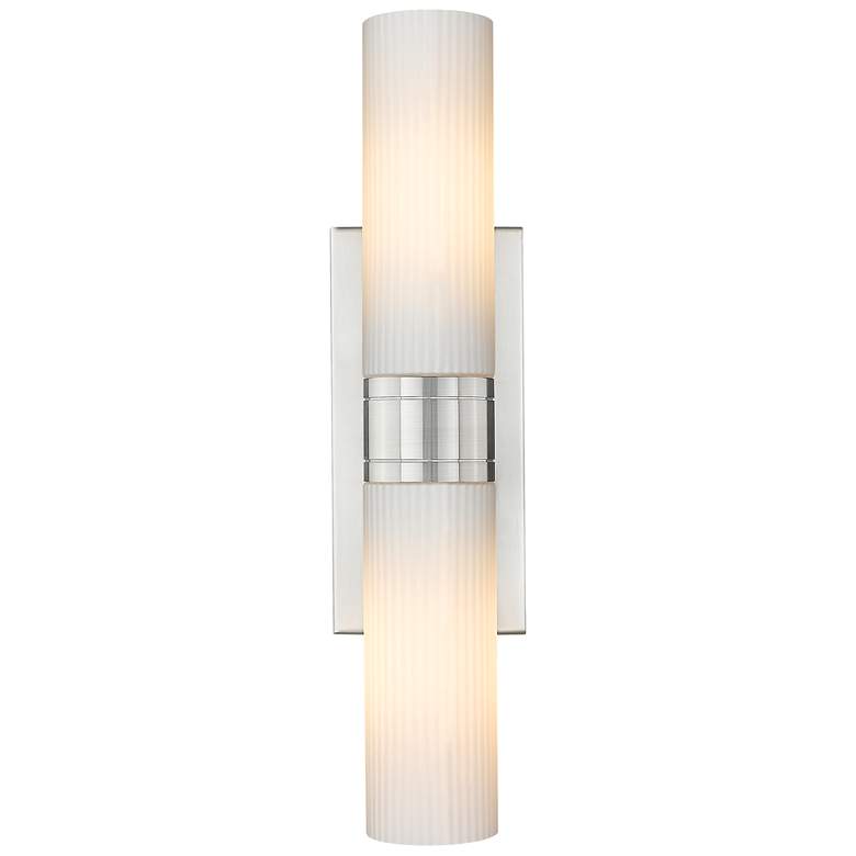 Image 1 Ballston Urban 18"W 2 Light Satin Nickel Bath Light w/ Striped White S