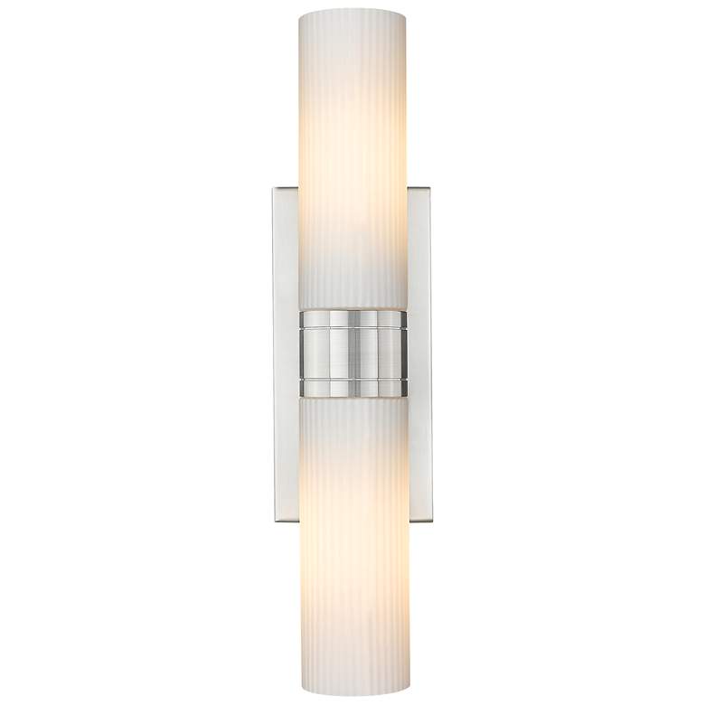 Image 1 Ballston Urban 18 inchW 2 Light Satin Nickel Bath Light w/ Striped White S