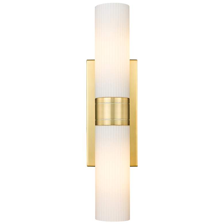 Image 1 Ballston Urban 18"W Gold Striped Glass 2-Light Bath Light
