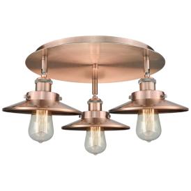 Ballston Urban 19.75"W 3 Light Antique Copper Flush w/ Short Copper Sh Ballston Urban 19.75"W 3 Light Antique Copper Flush w/ Short Copper Sh