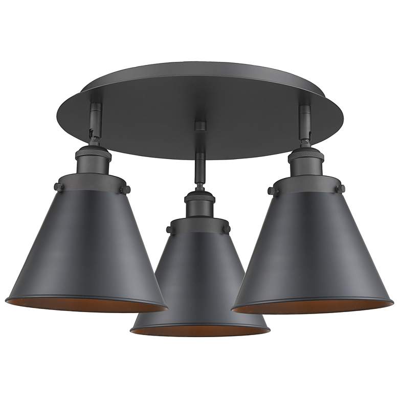 Image 1 Ballston Urban 19.75"W 3 Light Matte Black Flush Mount w/ Tall Black S