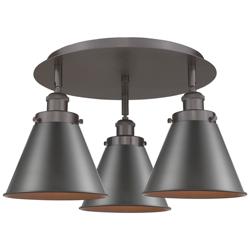 Ballston Urban 19.75"W 3 Light Oil Rubbed Bronze Flush w/ Tall Bronze