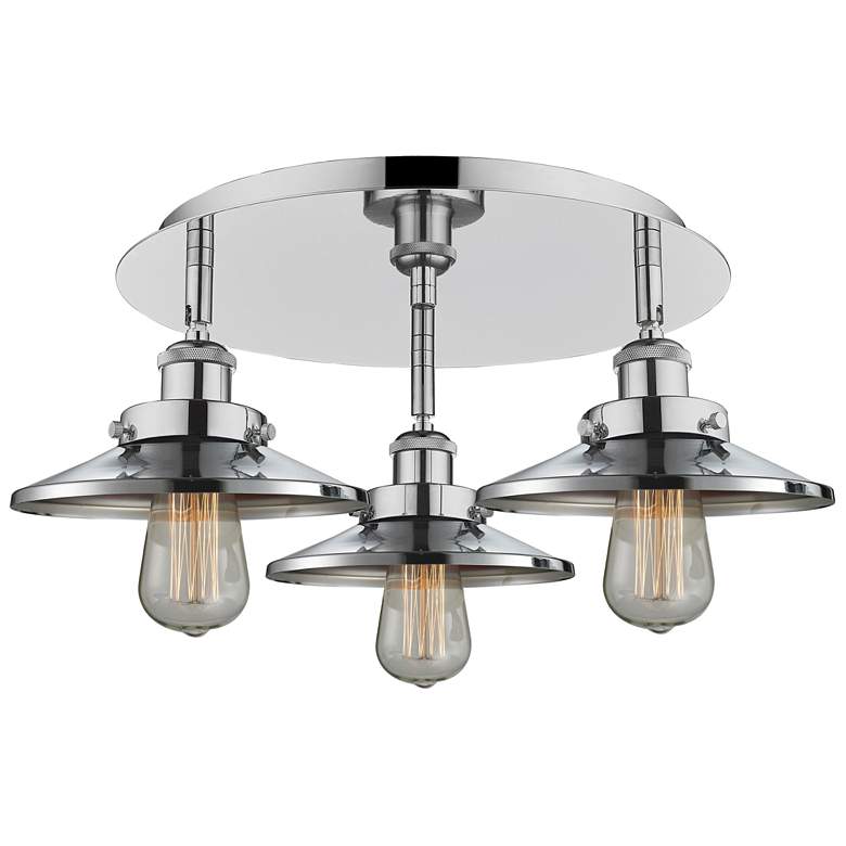 Image 1 Ballston Urban 19.75"W 3 Light Polished Chrome Flush w/ Short Chrome S