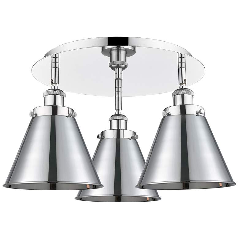 Image 1 Ballston Urban 19.75"W 3 Light Polished Chrome Flush w/ Tall Chrome Sh