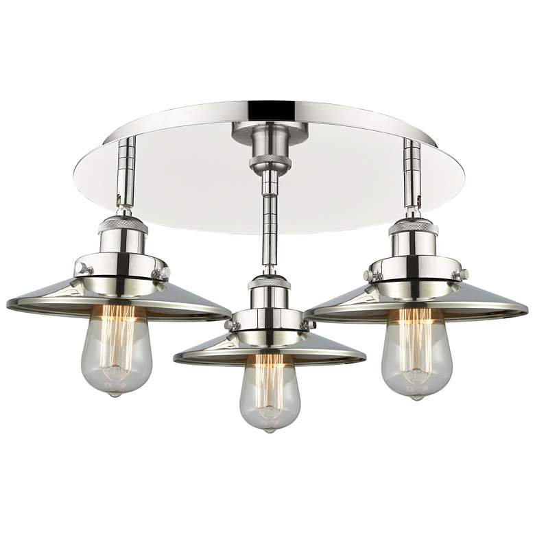 Image 1 Ballston Urban 19.75"W 3 Light Polished Nickel Flush w/ Short Nickel S