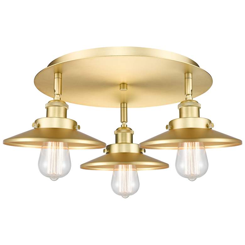 Image 1 Ballston Urban 19.75"W 3 Light Satin Gold Flush Mount w/ Short Gold Sh