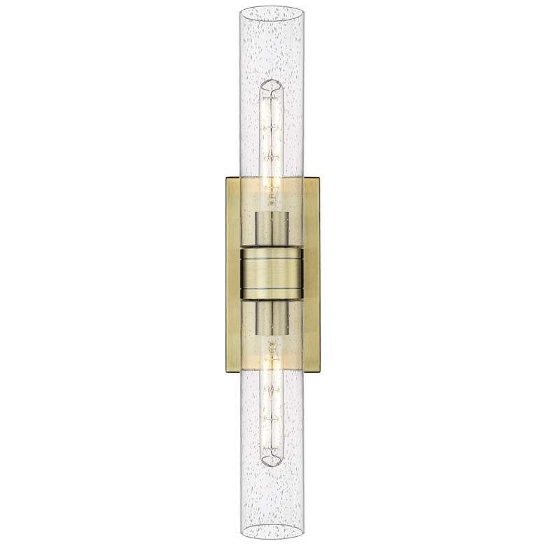 Image 1 Ballston Urban 24" Wide 2 Light Antique Brass Bath Light With Seedy Sh