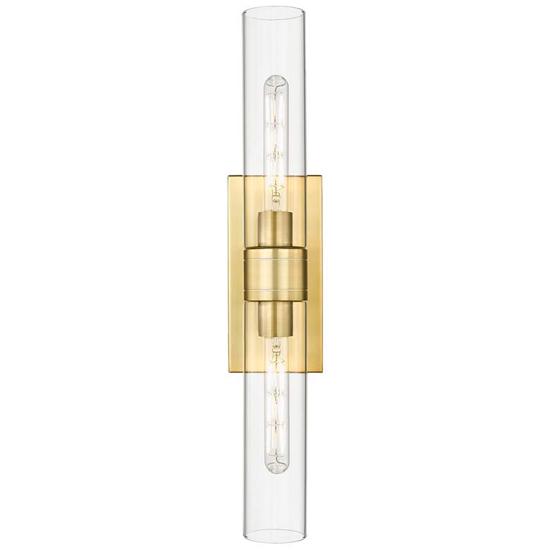 Image 1 Ballston Urban 24" Wide 2 Light Satin Gold Bath Light With Clear Shade