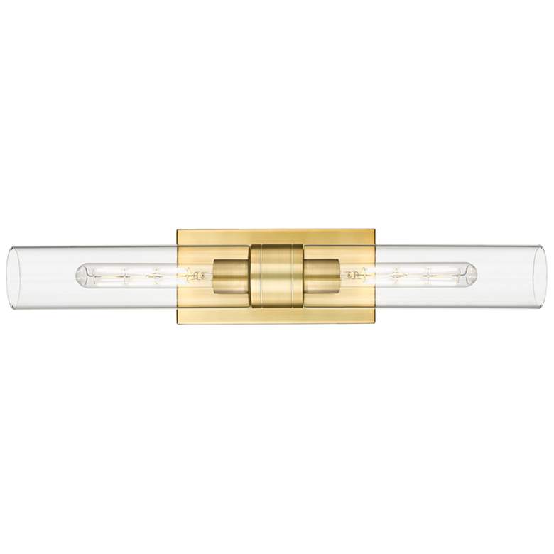 Image 2 Ballston Urban 24" Wide 2 Light Satin Gold Bath Light With Clear Shade more views