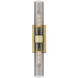 Ballston Urban 24"W 2 Light Antique Brass Bath Light w/ Plated Smoke S Ballston Urban 24"W 2 Light Antique Brass Bath Light w/ Plated Smoke S