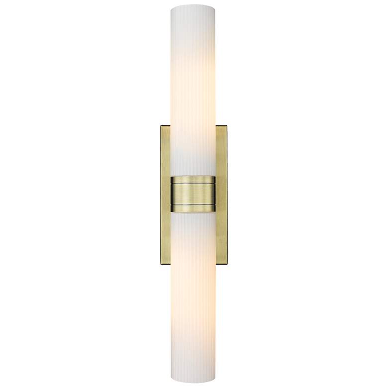 Image 1 Ballston Urban 24"W 2 Light Antique Brass Bath Light w/ Striped White