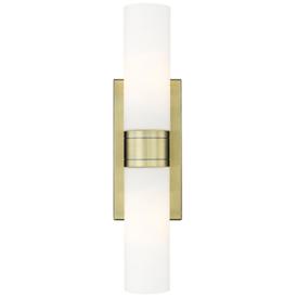 Ballston Urban 24"W 2 Light Antique Brass Bath Light With Matte White Ballston Urban 24"W 2 Light Antique Brass Bath Light With Matte White