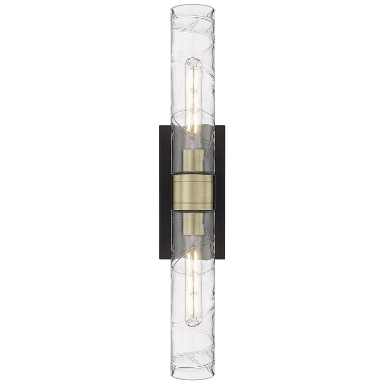Image 1 Ballston Urban 24"W 2 Light Black Brass Bath Light w/ Deco Swirl Shade