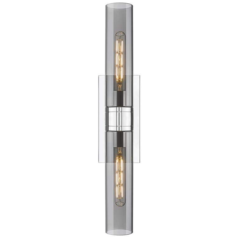 Image 1 Ballston Urban 24"W 2 Light Chrome Bath Light w/ Plated Smoke Shade