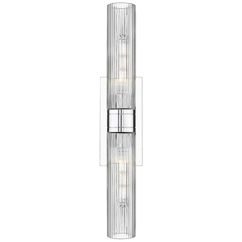 Image 1 Ballston Urban 24"W 2 Light Chrome Bath Light w/ Striped Clear Shade