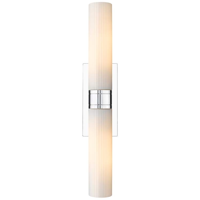 Image 1 Ballston Urban 24"W 2 Light Chrome Bath Light w/ Striped White Shade