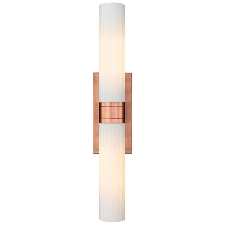Image 1 Ballston Urban 24"W 2 Light Copper Bath Light w/ Striped White Shade