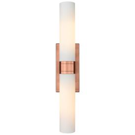 Ballston Urban 24"W 2 Light Copper Bath Light w/ Striped White Shade Ballston Urban 24"W 2 Light Copper Bath Light w/ Striped White Shade