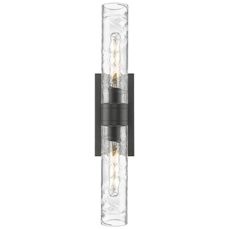 Image 1 Ballston Urban 24"W 2 Light Matte Black Bath Light With Deco Swirl Sha