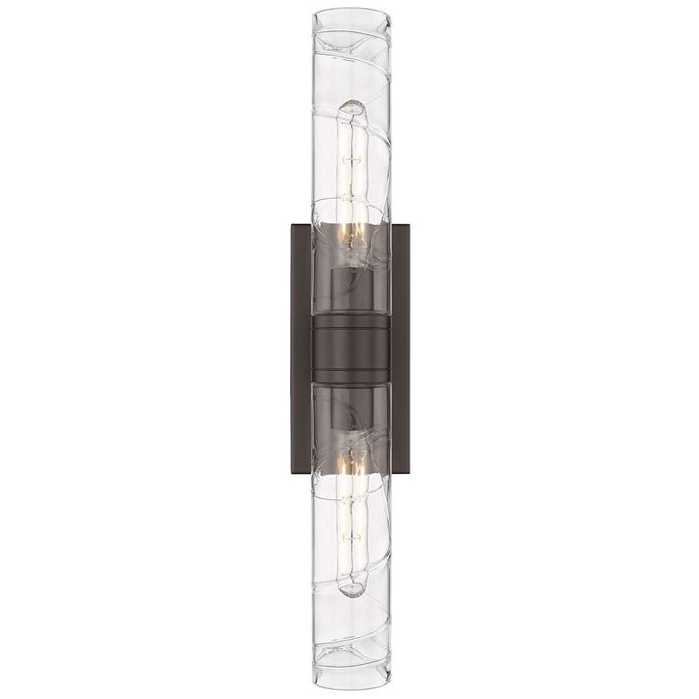 Image 1 Ballston Urban 24"W 2 Light Oiled Brass Bath Light With Deco Swirl Sha