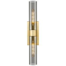 Ballston Urban 24"W 2 Light Satin Gold Bath Light With Plated Smoke Sh Ballston Urban 24"W 2 Light Satin Gold Bath Light With Plated Smoke Sh