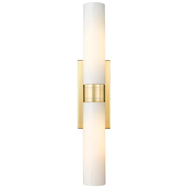 Image 1 Ballston Urban 24"W 2 Light Satin Gold Bath Light With Striped White S