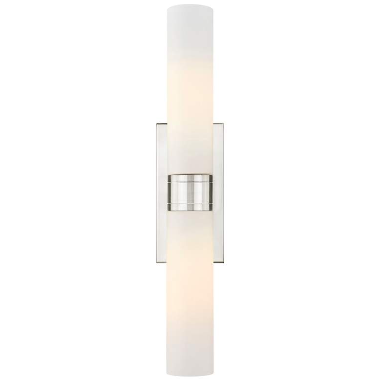 Image 1 Ballston Urban 24"W 2 Light Satin Nickel Bath Light With Matte White S