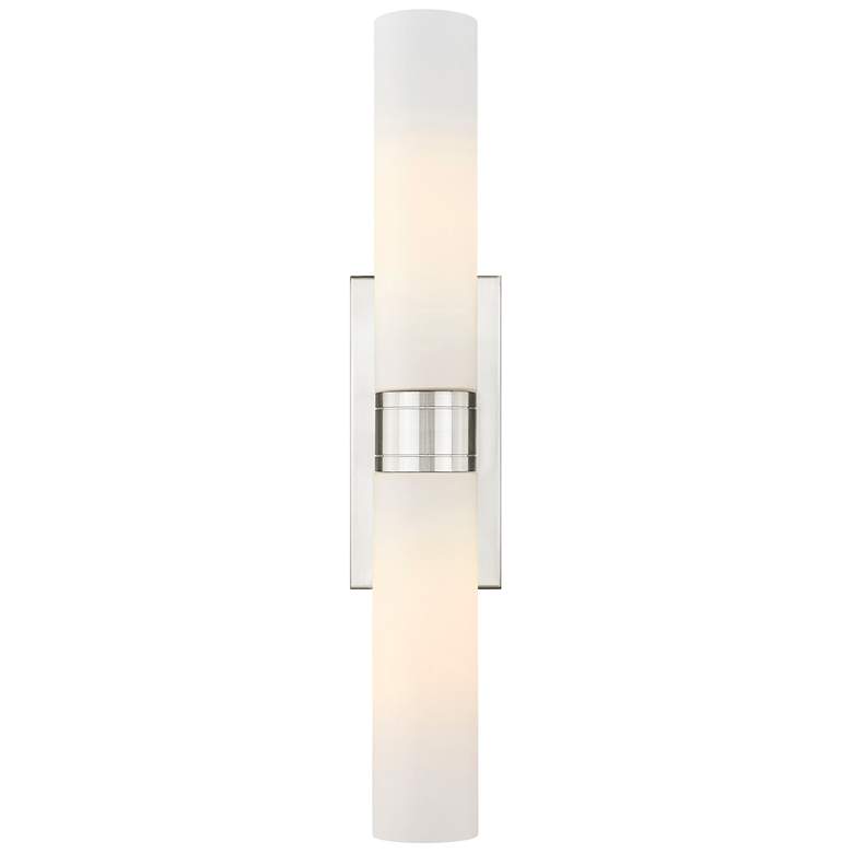 Image 1 Ballston Urban 24 inchW 2 Light Satin Nickel Bath Light With Matte White S