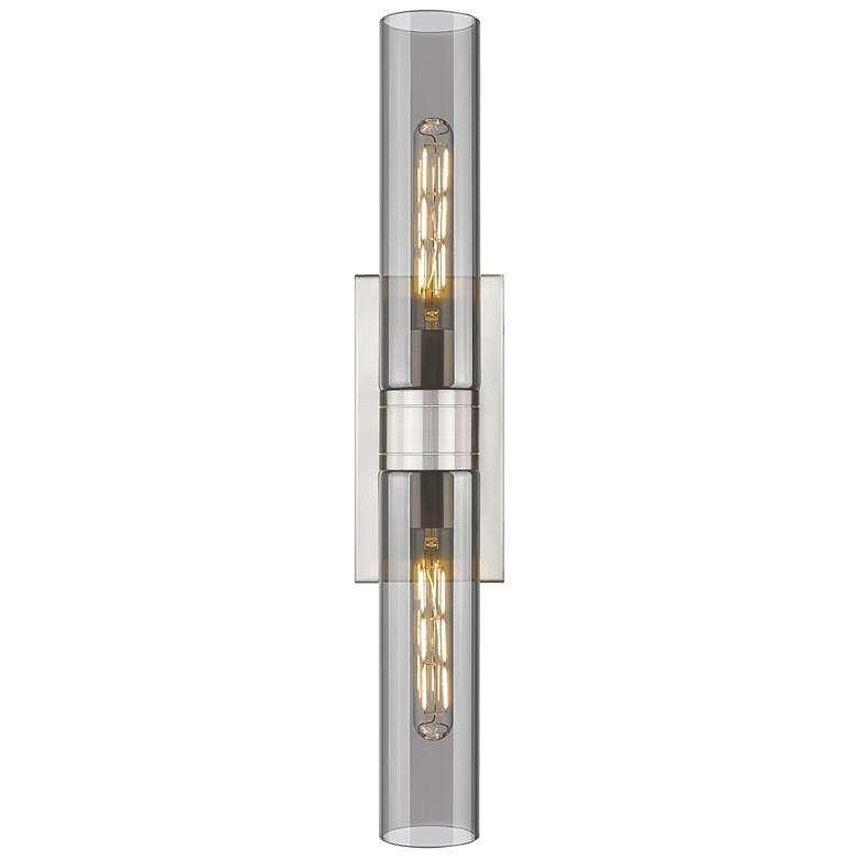 Image 1 Ballston Urban 24 inchW 2 Light Satin Nickel Bath Light With Plated Smoke 