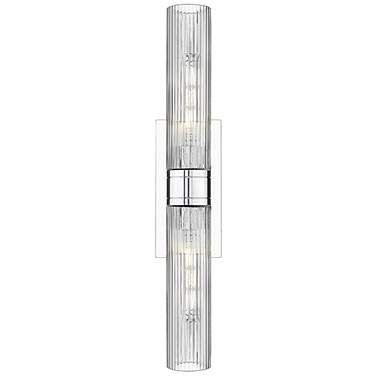 Ballston Urban 24"W 2 Light Chrome Bath Light w/ Striped Clear Shade