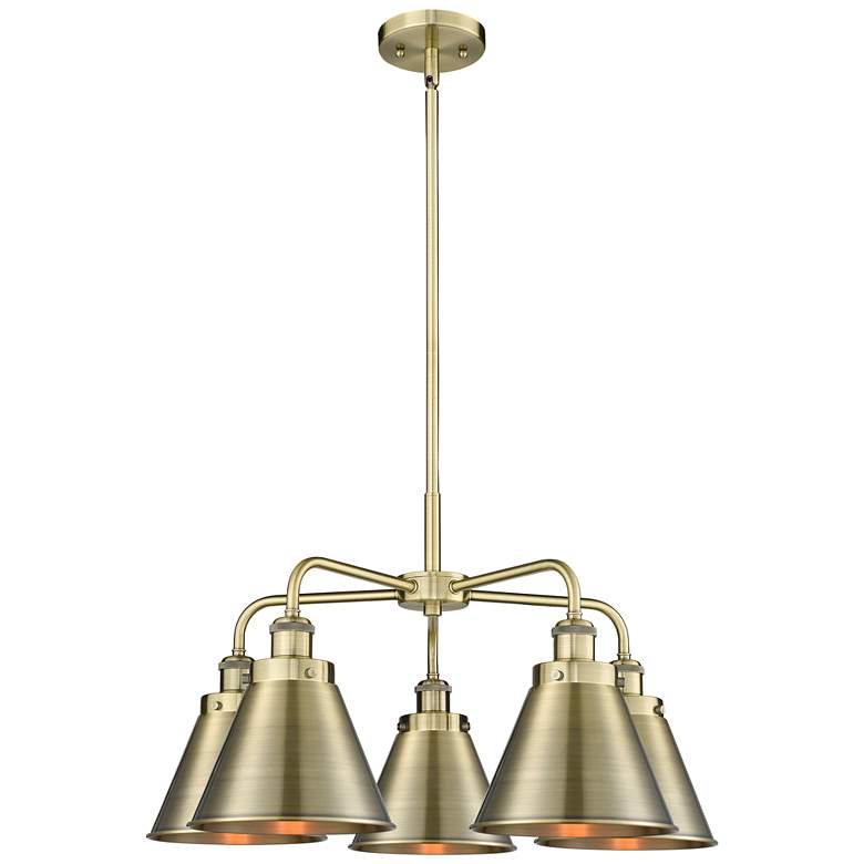 Image 1 Ballston Urban 26"W 5 Light Antique Brass Stem Chandelier w/ Tall Bras
